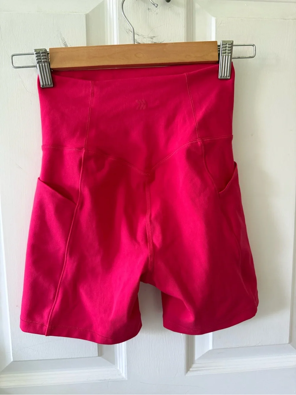 Red High-Rise Biker Shorts